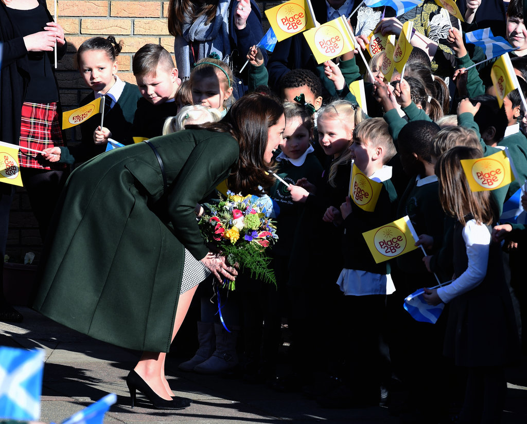 Kate-greeted-students-outside-Scotland-St-Catherine-Primary