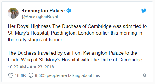 У Кейт Миддлтон начались роды! Принц Уильям с ней в больнице.