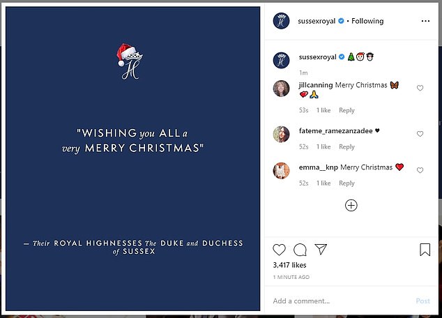 Принц Гарри и Меган Маркл показали свою рождественскую открытку