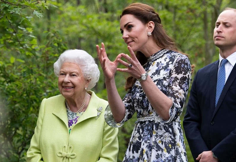 Елизавета II впервые после заражения коронавирусом встретилась с принцем Уильямом и Кейт Миддлтон
