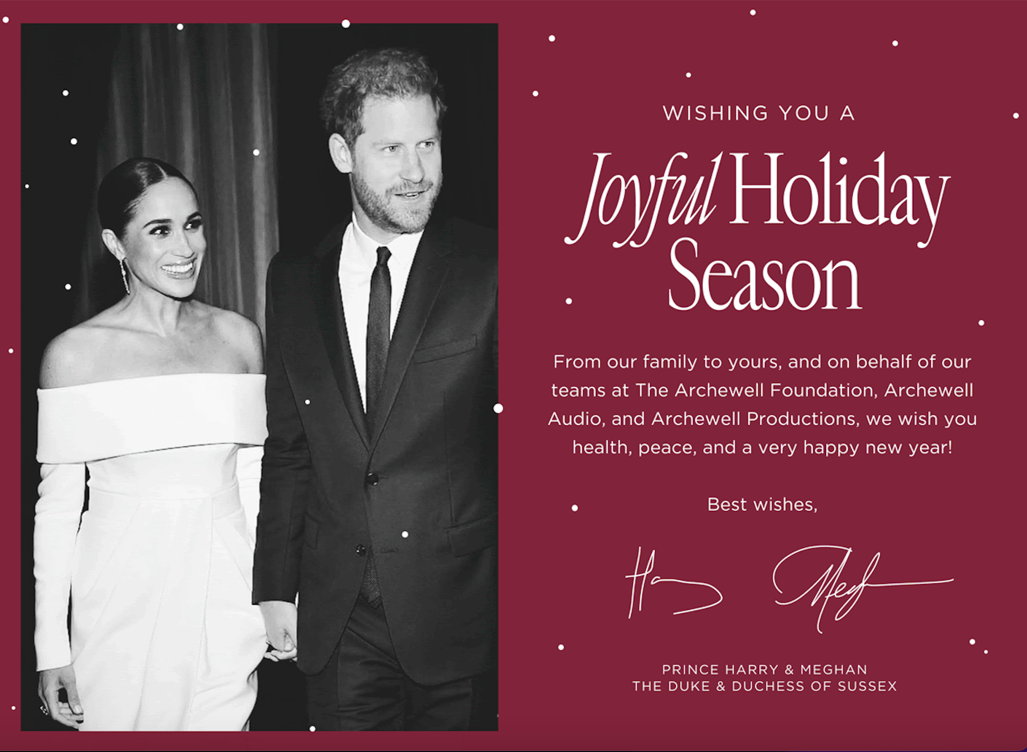 Принц Гарри и Меган Маркл показали рождественскую открытку – без детишек