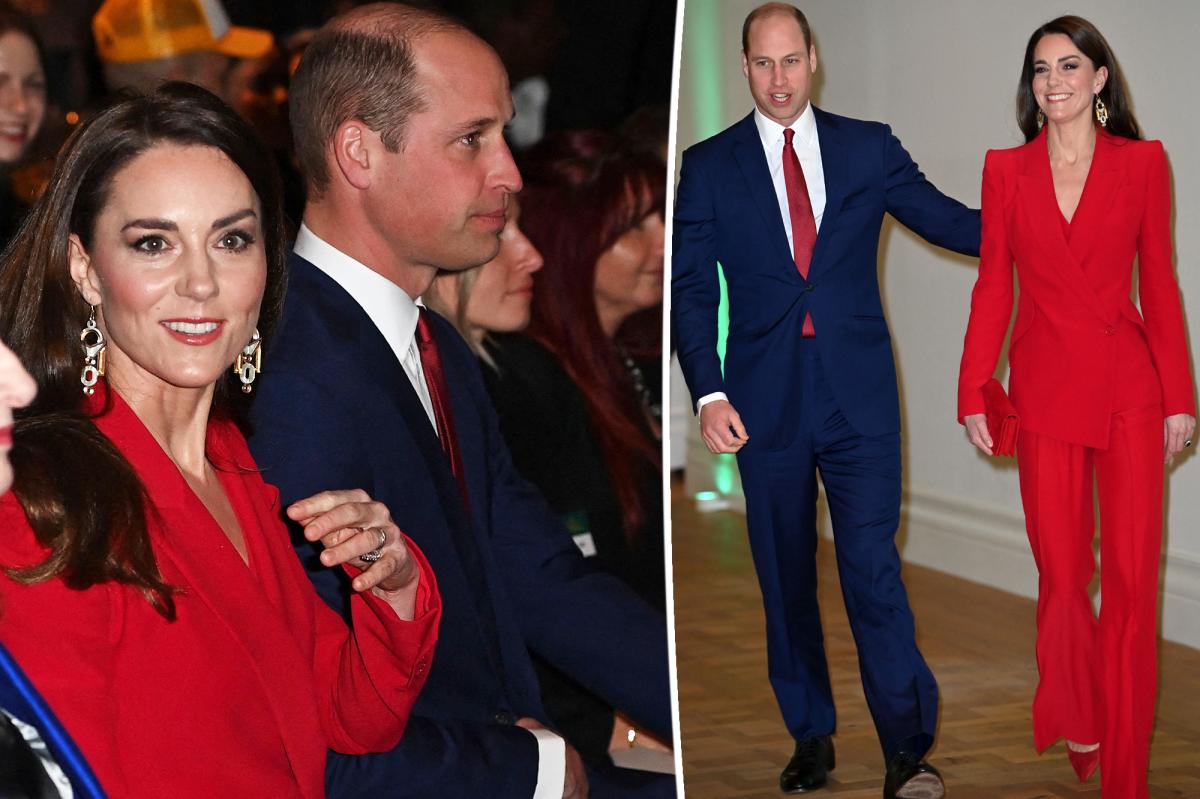 Дама в красном – Кейт Миддлтон и принц Уильям на приеме в штаб-квартире BAFTA